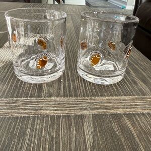 NWT Old Fashioned Juice Glasses Football set of 2